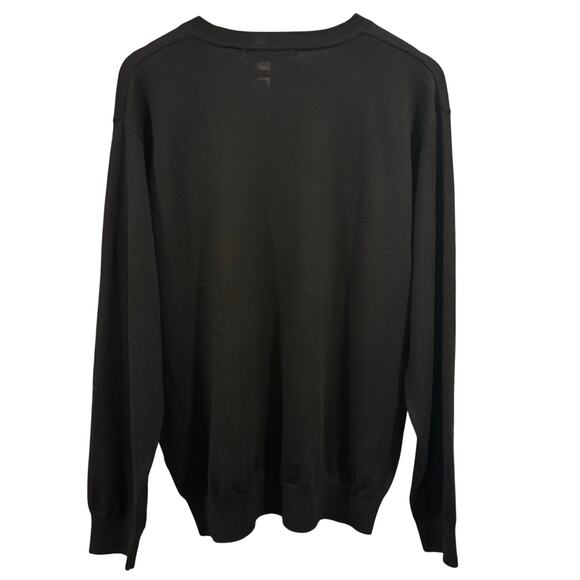 Vintage Greg Norman Men's XL Black 100% Merino Argyle V-Neck Sweater Pullover - Picture 4 of 8